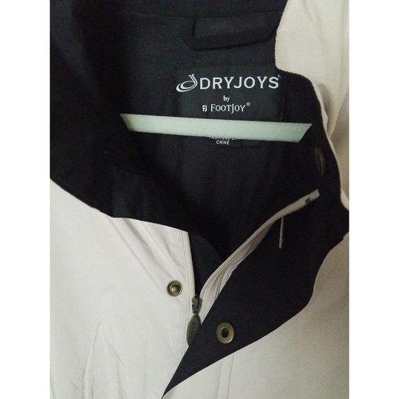 DRYJOYS By FOOTJOY Mens S/S FJ Logo Windbreaker Jacket M Beige Black - Picture 6 of 8